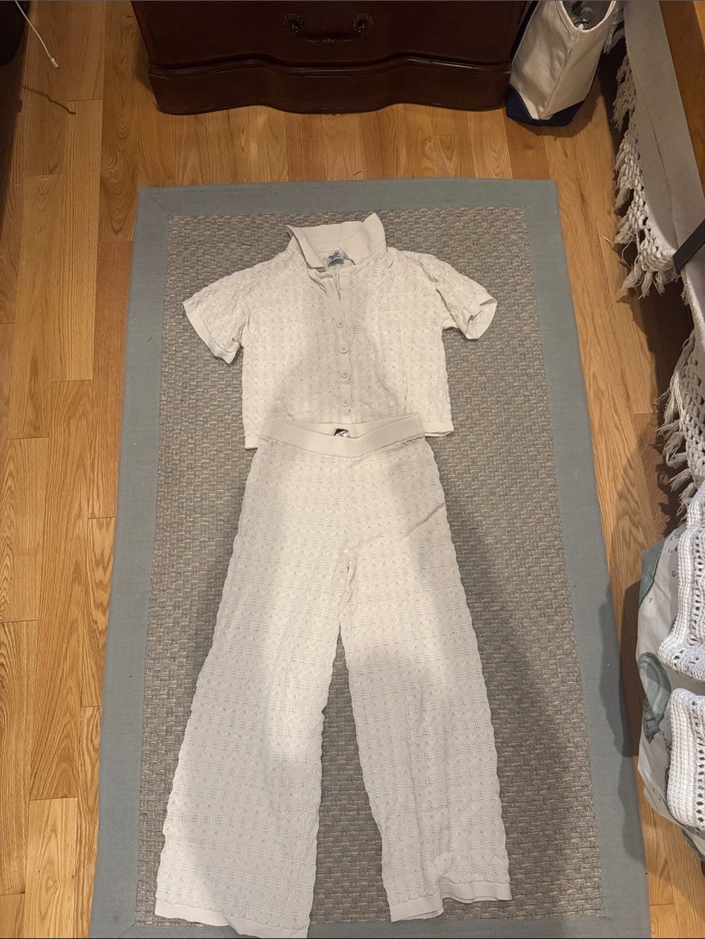 Princess Polly Women's Cream Two-Piece Knit Jumpsuit Set
